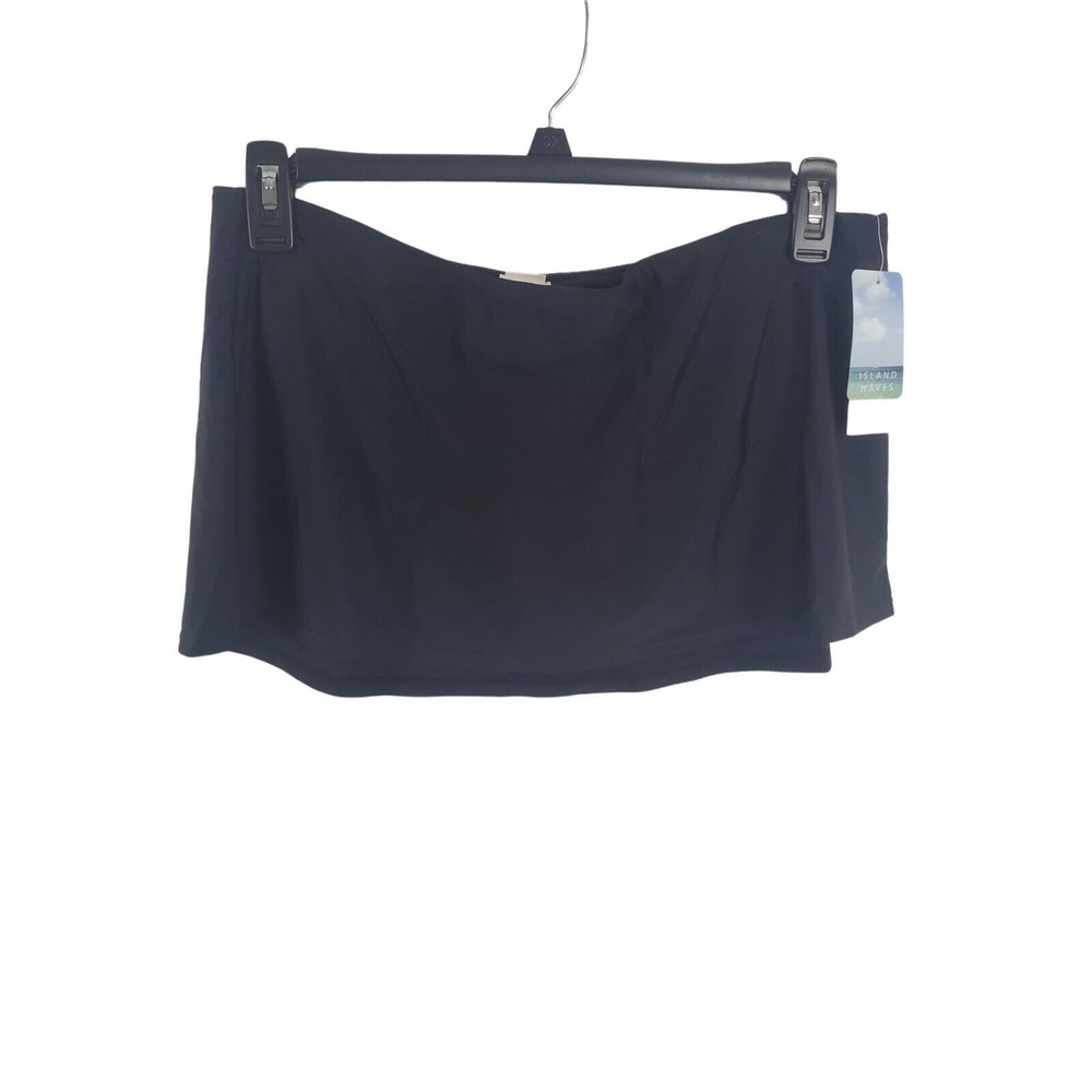 Island Waves Swim Skirt 14‎ Womens Plus Black Swimm Bottoms Mini Summer NWT